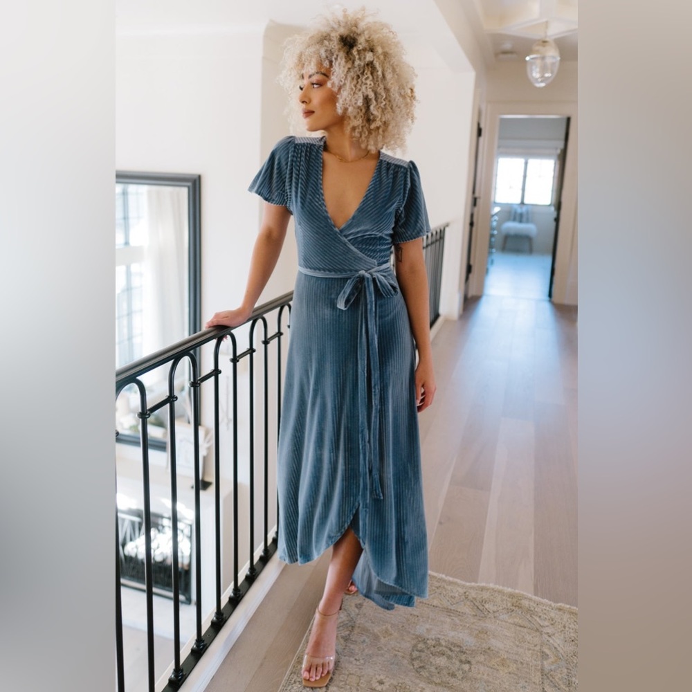 Baltic Born Andi Ribbed Velvet Wrap Dress